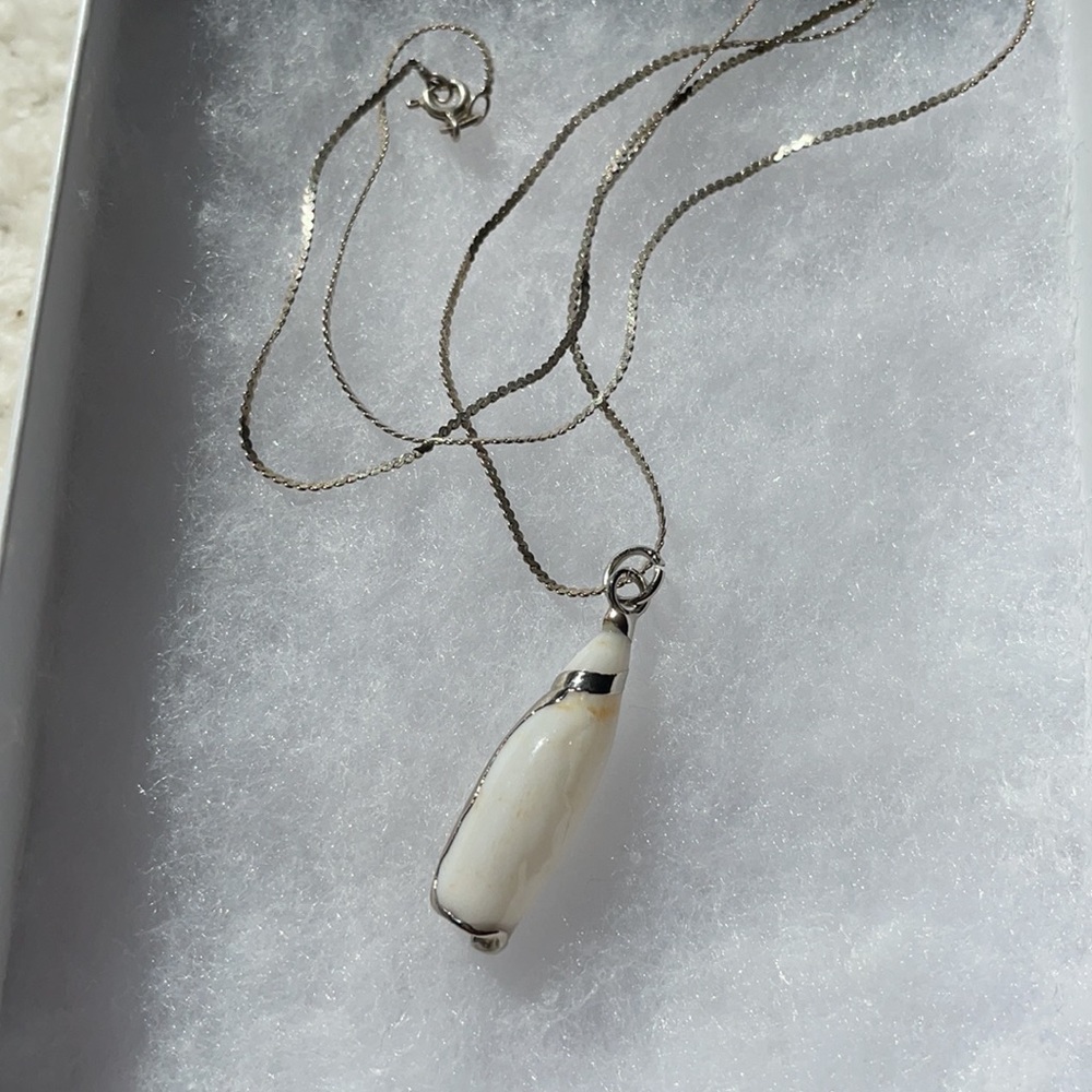 Artisan Sterling Silver White Shell Necklace, 20” - image 1